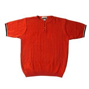 Vintage Scoops Worldwide Cable Knit Polo Sweater Sz XL